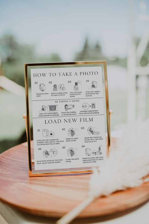 How to Load New Film Camera Instructions Sign, Instax Mini Photo