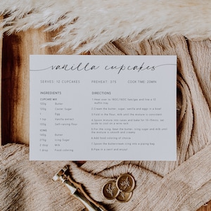 Editable Recipe Cards Download, Minimalist Printable Recipe Card, Minimal Recipe Card, Multiple Sizes, Editable Template, Canva