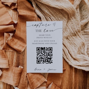 Erfassen Sie die Liebe QR-Code Hochzeitskarte, moderne minimalistische Hochzeitsfotokarte, Erfassen Sie die Liebeskarte, Printable Teilen Sie die Liebe, editierbare Karten