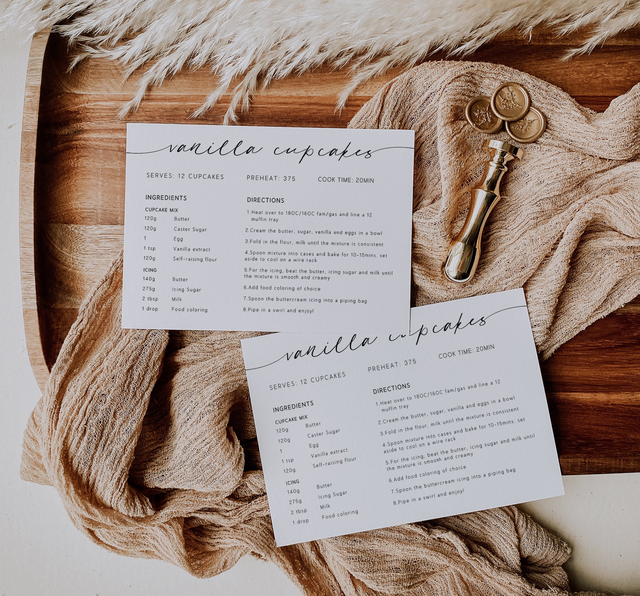 Editable Recipe Cards Download, Minimalist Printable Recipe Card ...