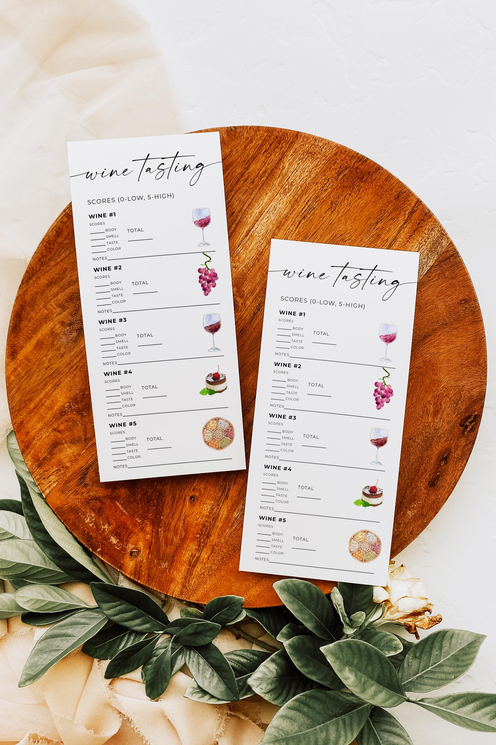 Tasting Notes Design Wine Tasting Cards, Wine Tasting Score Sheet Template, Whine Tasting ...
