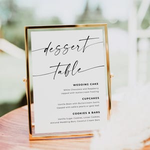 Dessert Table Sign, Wedding Dessert Table Sign, Modern Minimalist Table Sign, Wedding Dessert Bar Sign Template, Editable, Download, Canva