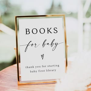 Minimalist Books for Baby Sign, Boho Baby Shower Template, Baby Shower Bring a Book Sign, Book Drop Sign, Gender Neutral, Editable, Canva