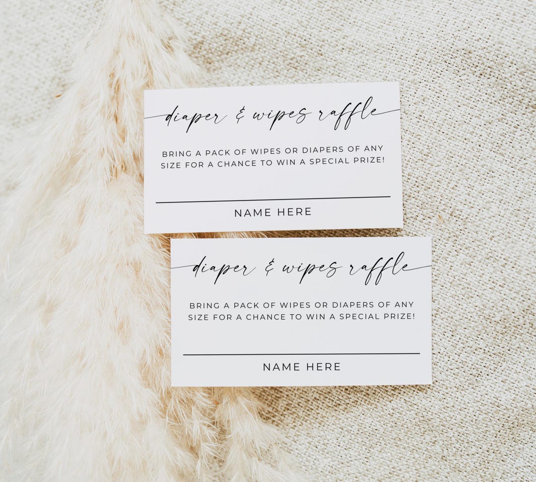Wipes Raffle Diaper and Wipes Raffle Tickets, Modern Minimalist Diaper Raffle Card ...