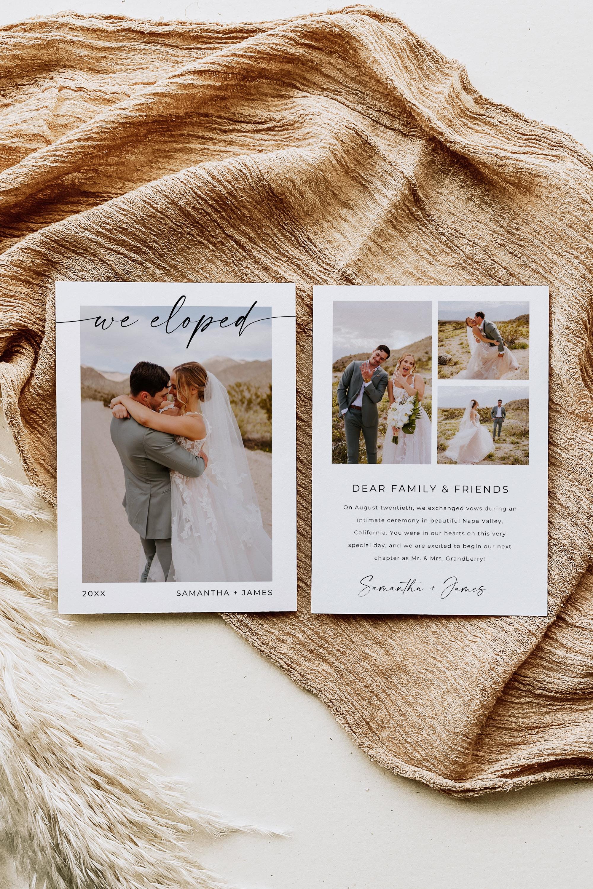 Intimate Wedding Reception Party Invitation, Photo Elopement Announcement, We Eloped, Elopement Reception Invitation, Editable, Canva