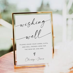 Well Wünsche Hochzeitsschild, Minimalistischer Wunsch gut Hochzeitsvorlage, Bargeldgeschenk Zeichen, Sofortiger Download, Bearbeitbares Schild, Canva, 8x10, 5x7