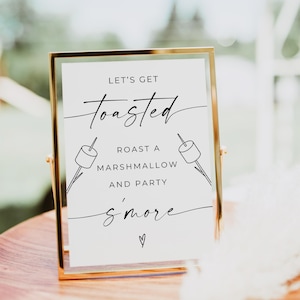 PRINTED + SHIPPED Marshmallow and Party S&#39;more Sign, Roast a Marshmallow, Smore Bar Sign, S&#39;more Bar Station, Summer Wedding, Outdoor Party