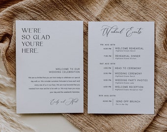 Destination Wedding Itinerary Template, Wedding Weekend Timeline Template, Wedding Welcome Bag Note & Timeline, Wedding Itinerary Events