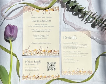 Classy Floral Wedding Invitation Suite | Customizable