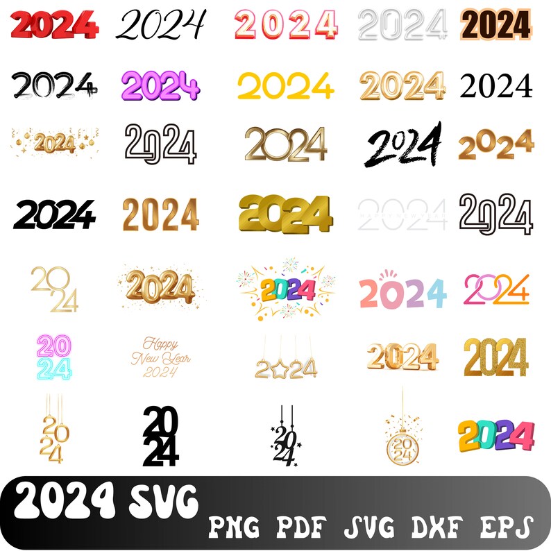2024 SVG, 2024 Svg, Monograma Svg, año 2024 SVG, 2024 Clipart, Cortar