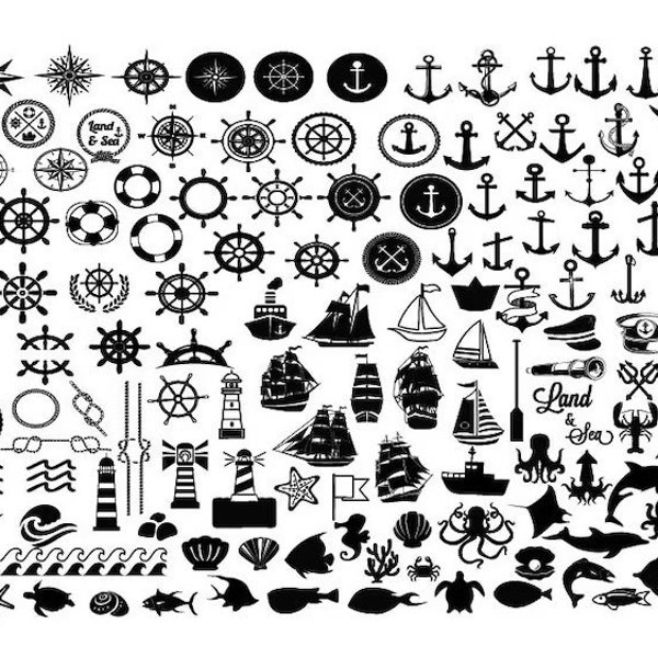 NAUTICAL SVG, Nautical Bundle Svg, Sailing Svg, Anchor Svg, Ocean Life Svg, Fish Svg, Nautical Clipart, Nautical Cut Files For Cricut