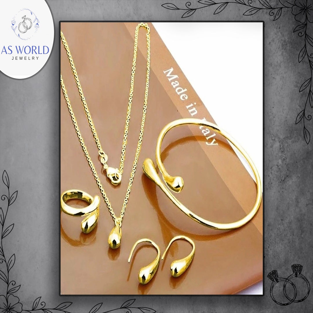 Exquisite Ear Drop Shape Pendant Necklace Water Drop Jewelry Set Hand