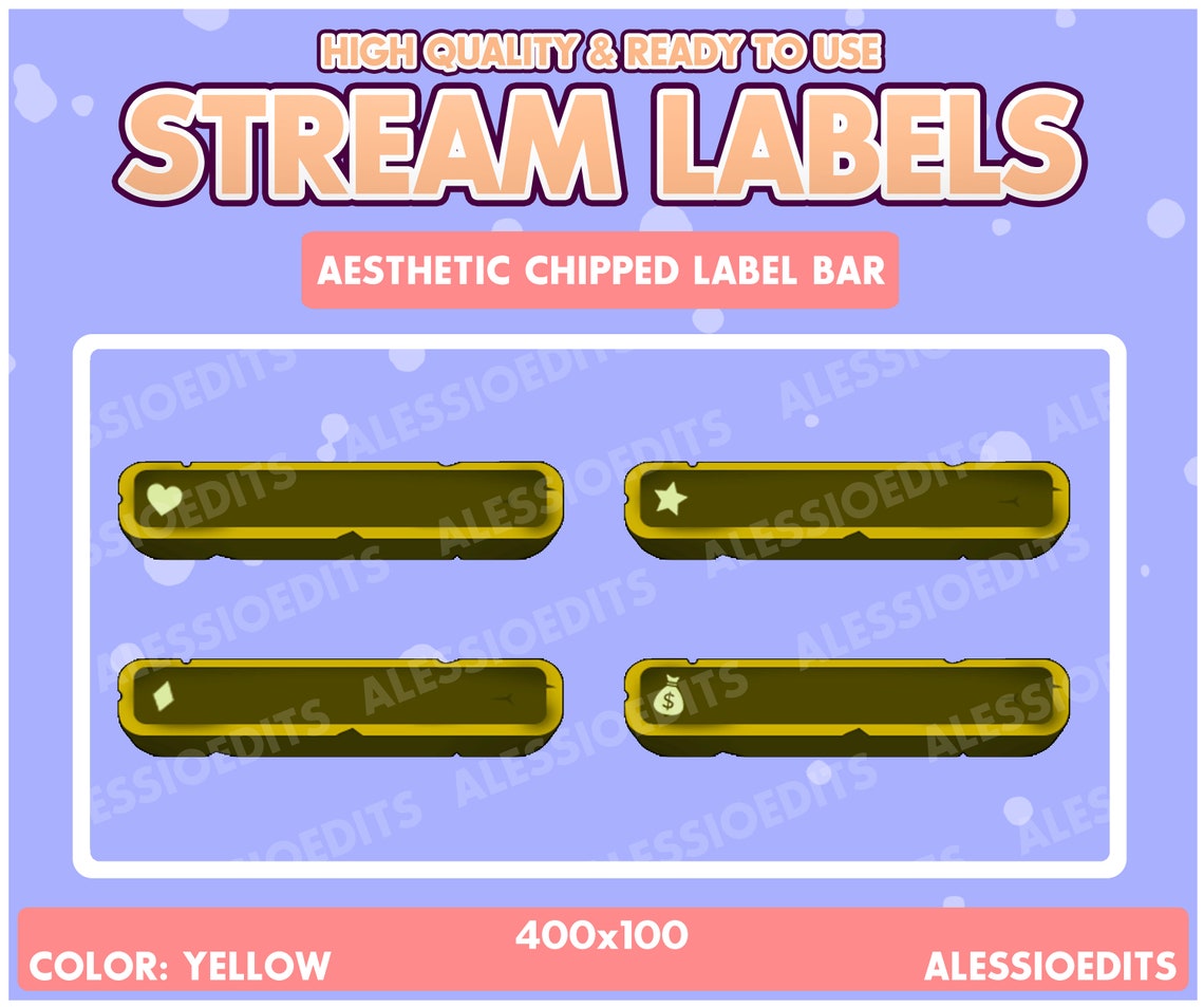 4x Aesthetic Chipped Label Bar for Twitch - Custom Stream Overlay ...
