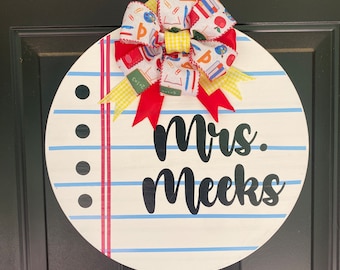 Decorative Wooden Door Hanger | Teacher Sign | Front Door Hanger | Wooden Sign | Door Wreath | Teacher Door Hanger