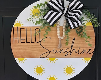 Decorative Wooden Door Hanger | Summer Sign | Front Door Hanger | Wooden Sign | Door Wreath | Sunshine
