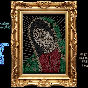 Onze-lieve-vrouw van Guadalupe strass-SVG | Sjabloon met strass-steentjes van de Maagd Maria | Hotfix-ontwerp digitale download