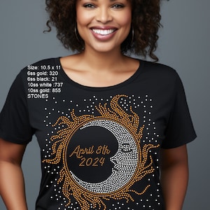 Instant Download SVG Strass sjabloon Zonsverduistering 2024