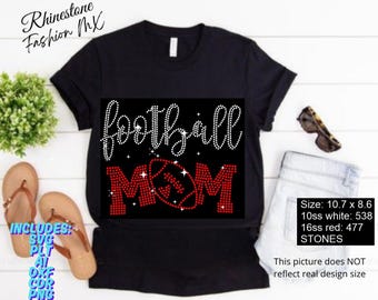 Football Mom Red and white 10ss and 16ss instant download rhinestone template svg