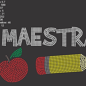 Instant Download SVG Rhinestone Template Maestra apple pencil