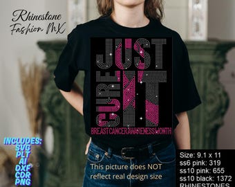 Just Cure Es Strass Design | Brustkrebs Bewusstsein Vorlage (Digitaler Download)