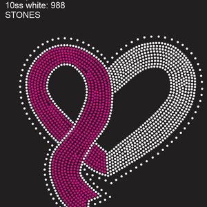 Heart Cancer awareness ribbon svg instant download rhinestone template