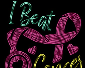 Instant Download SVG Rhinestone Template I beat Cancer