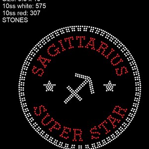 Instant Download SVG Rhinestone Template Sagittarius Super Star