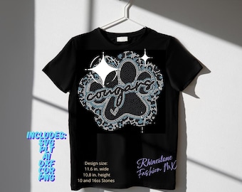 Cougars Cheer Paw Rhinestone SVG: Spirit Wear Design (Digital Download