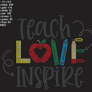 Instant Download SVG Rhinestone Template Teach Love Inspire