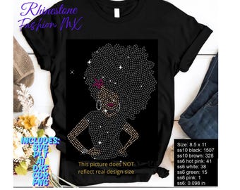 Afro Queen Rhinestone Design | Powerful Woman SVG Template (Digital Download)