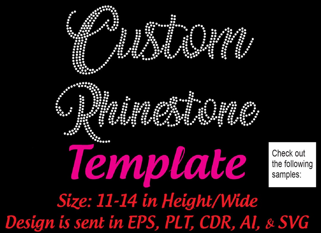 Custom Rhinestone Template Custom Rhinestone Template, Logo to Bling Design, Cheer SVG (up to 15 ...