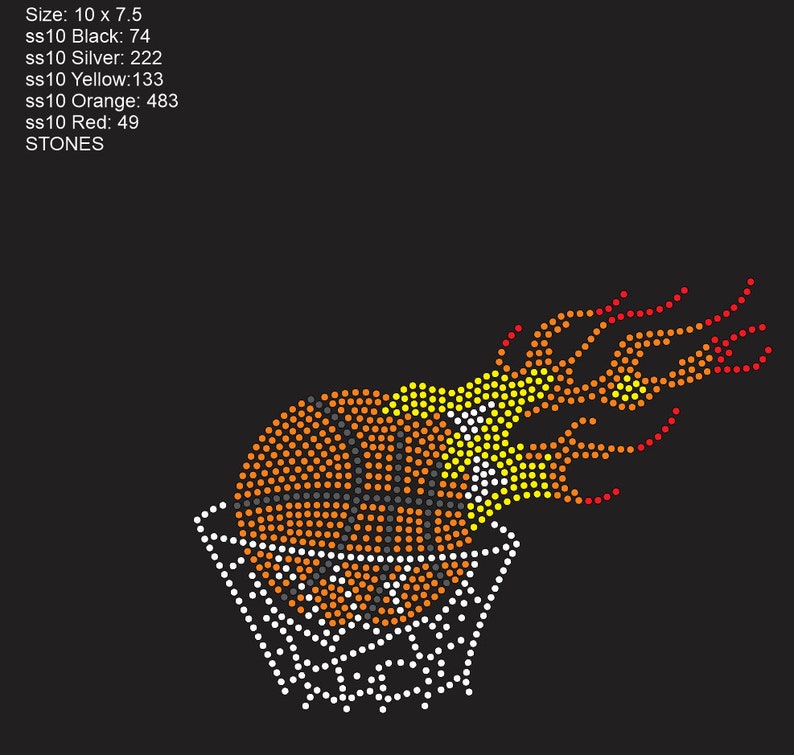 Instant Download Rhinestone Template SVG Basketball in Flames - Etsy