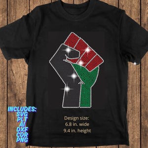 Celebrate Juneteenth Rhinestone Template SVG – Fist Hotfix SS10 Design – Cricut Silhouette Digital Download