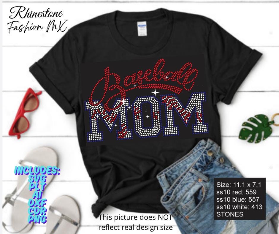 Baseball Mom Rhinestone Design | Sporty Bling Template (digital ...