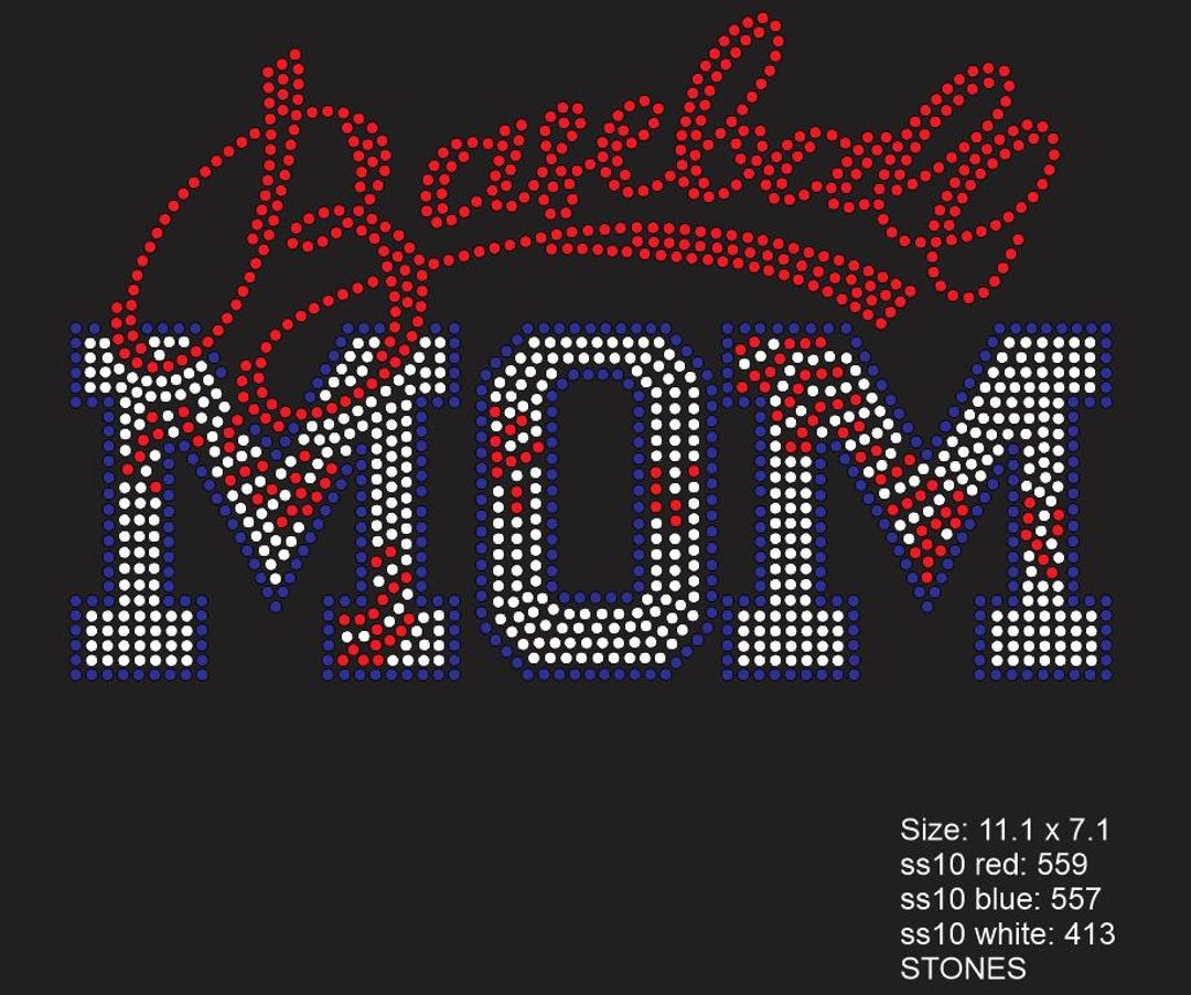 Baseball Mom Rhinestone Design | Sporty Bling Template (digital ...