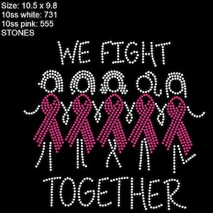 Ladies Holding Hands We fight together Cancer Awareness ribbon Instant Download | Rhinestone Design | Svg | Cricut