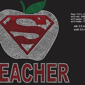 Teacher Super Apple Rhinestone Design
