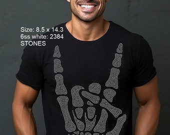 Descarga instantánea SVG Plantilla de diamantes de imitación Cráneo mano Signo de metal