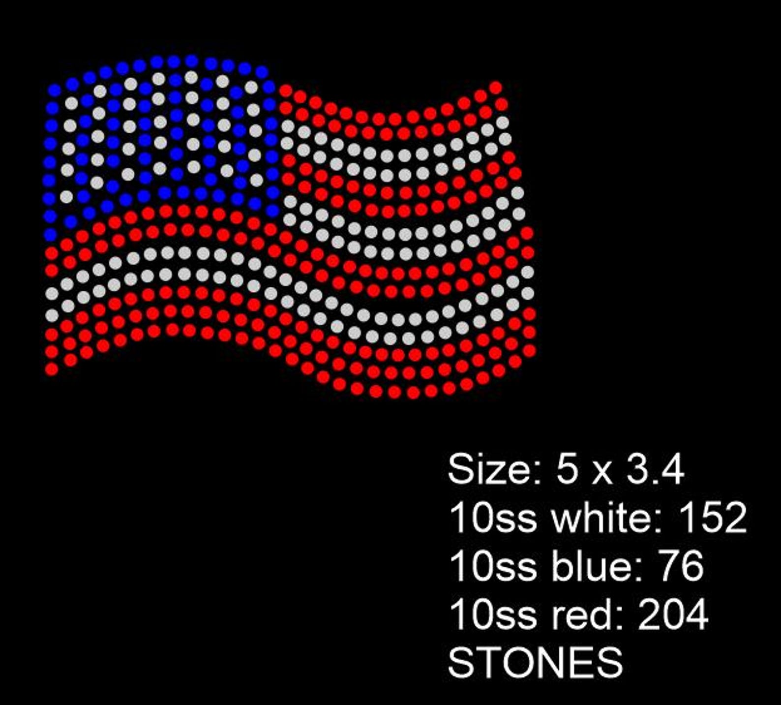 American Flag Rhinestone SVG, USA Mini Design, Pocket Size Bling ...