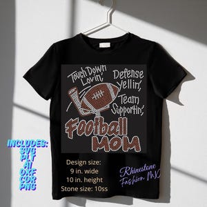 Football Mom Rhinestone Template SVG – Touch Down Lovin&#39; Hotfix Design for T-Shirts – Instant Download, Game Day Bling Craft File