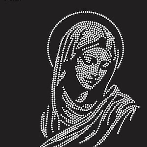 Maagd Maria stencil portret SVG strass sjabloon