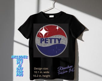 Petty Logo Rhinestone SVG | Pepsi Parody Bling Template for Cricut & Silhouette | Hotfix Digital Download | Funny Rhinestone Design