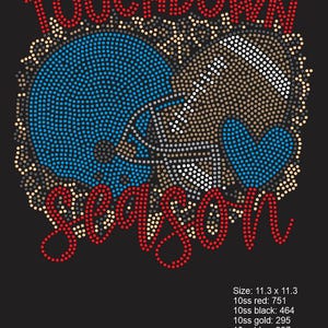 Touchdown Season Rhinestone Template | Football Helmet SVG | Game Day Shirt Design | Sports Rhinestone Pattern image 2