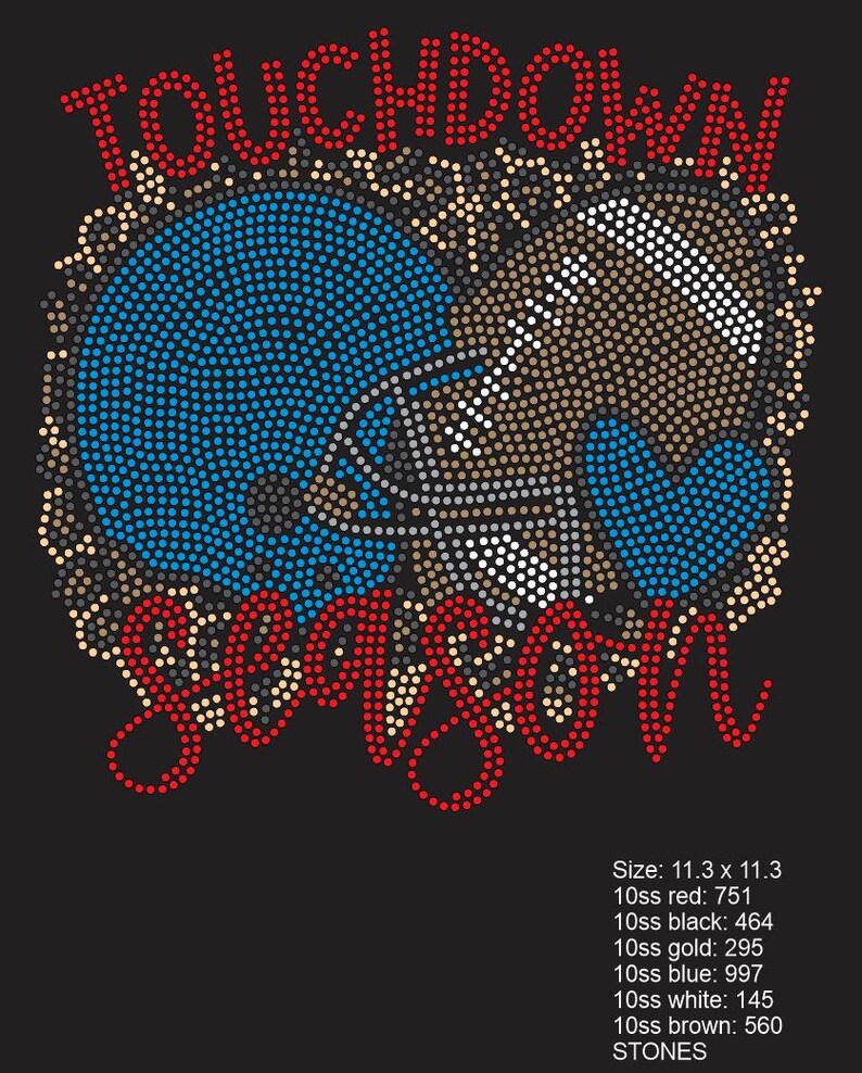 Touchdown Season Rhinestone Template | Football Helmet SVG | Game Day Shirt Design | Sports Rhinestone Pattern image 2