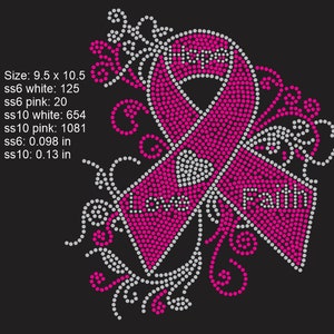 Hope Faith Love Ribbon Cancer Awareness Instant Download SVG Rhinestone Template