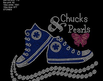 Chucks and Pearls Instant Download SVG Rhinestone Template