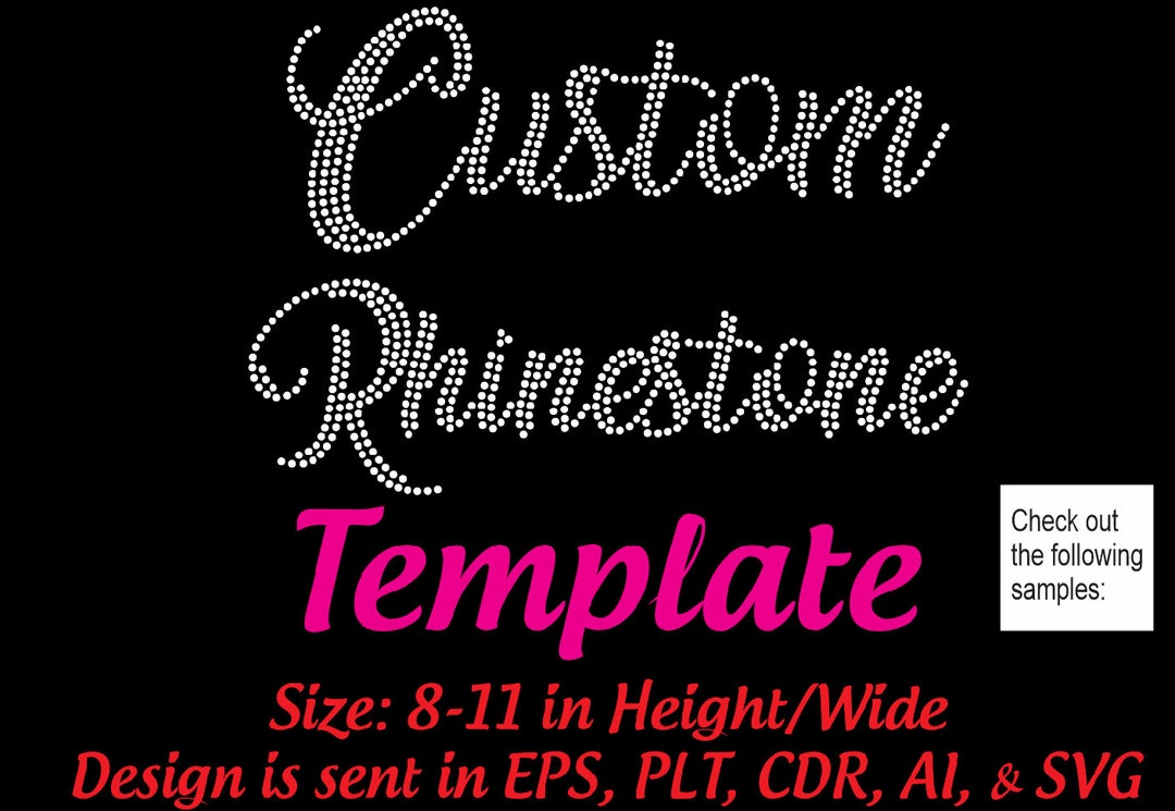 Custom Rhinestone Template 811 Inches Wide/height Etsy Custom Rhinestone Template 811 Inches Wide/height Etsy