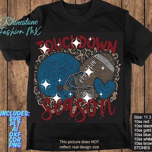 Touchdown Season Rhinestone Template | Football Helmet SVG | Game Day Shirt Design | Sports Rhinestone Pattern image 1