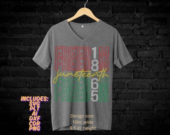Juneteenth Freedom 1865 Rhinestone Template (SVG, EPS, PNG)