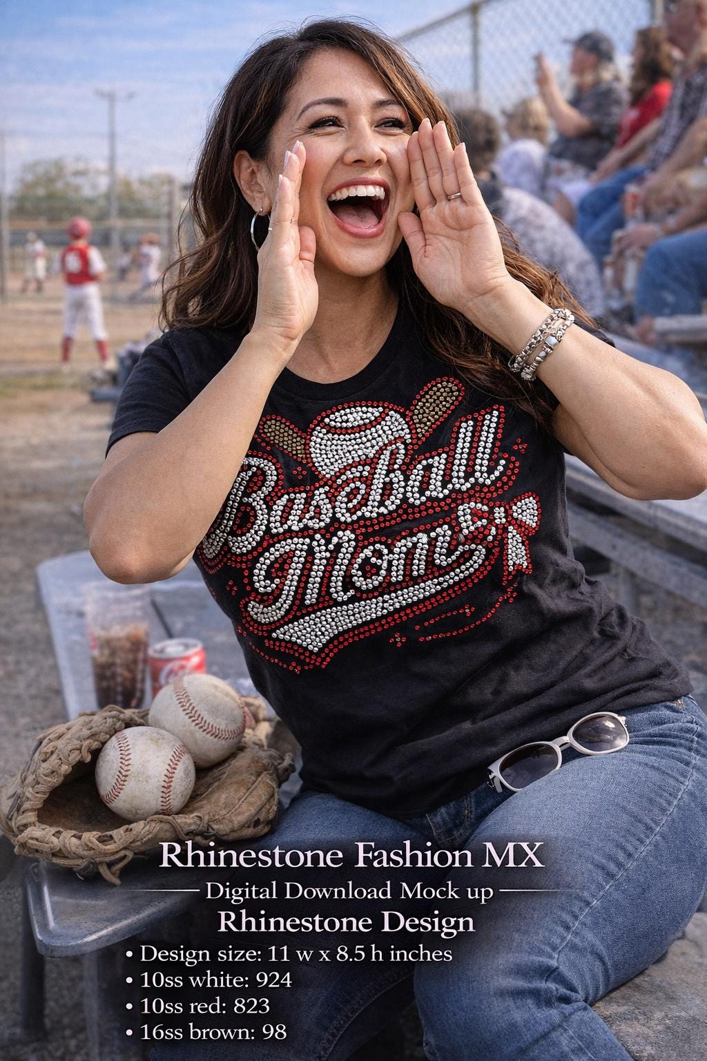 Baseball Mom Rhinestone SVG, Bling Sports Shirt Design, Game Day ...